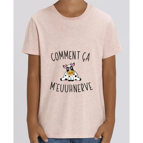 T-shirt Fille - Comment ça meuuhnerve - Cream Heather Pink / 3/4 ans - Enfant & Bébé>T-shirts